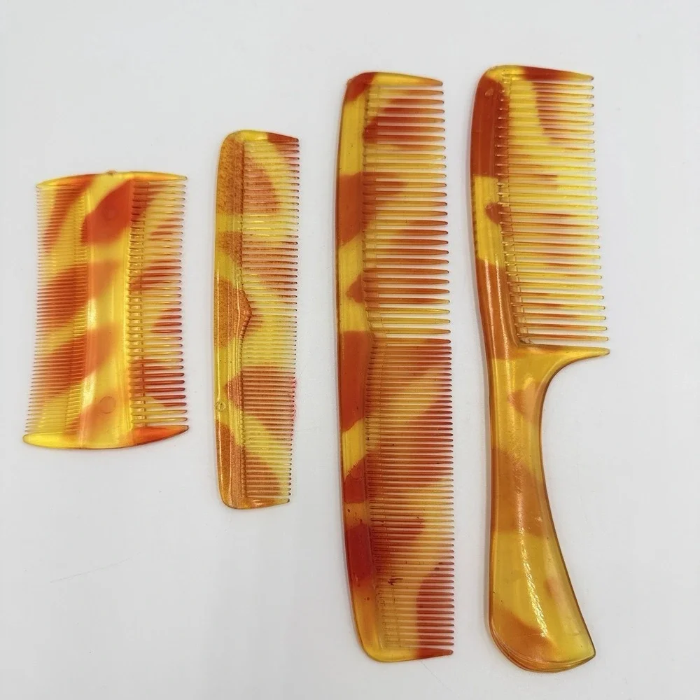 Vintage Faux Tortoiseshell Comb Lot‎ No 217 No 220 Vanity Hair Grooming Set of 4